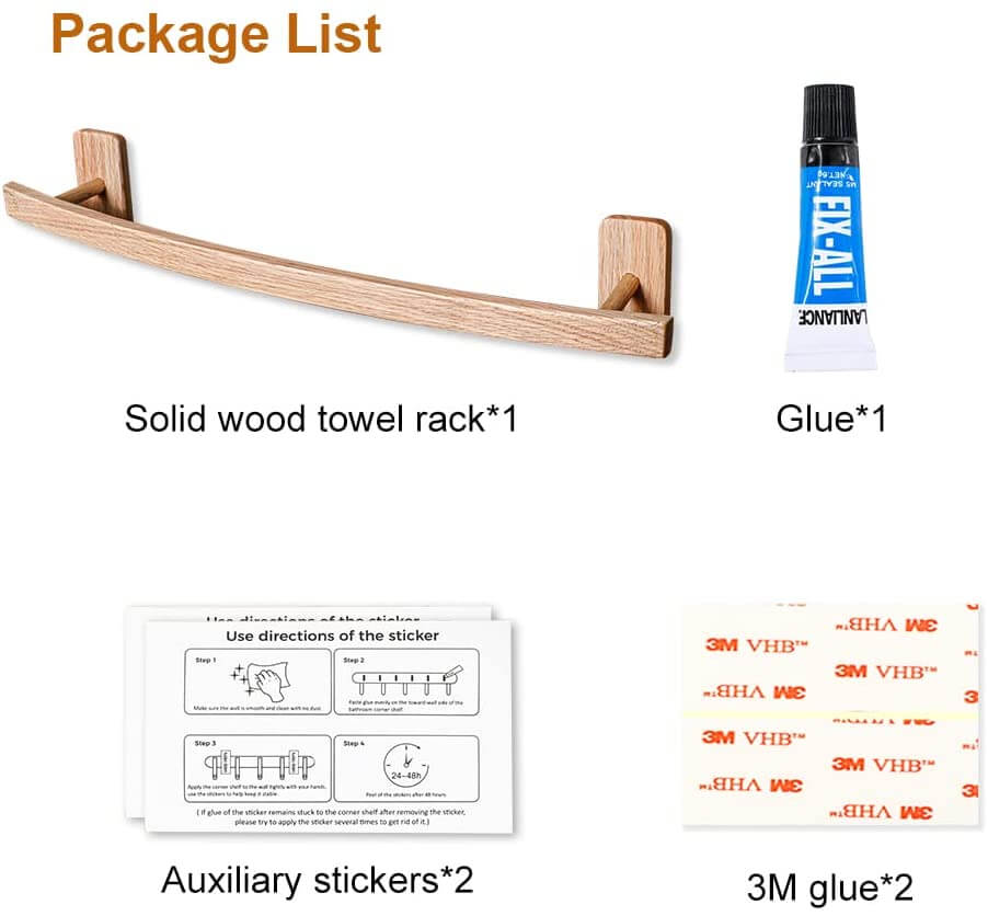 Wooden Towel Bar Holder Wall Mount — Arc Design