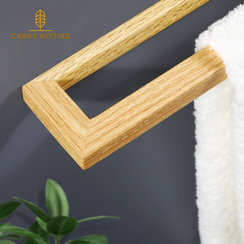 Wooden Towel Bar Holder Wall Mount — Double Layer