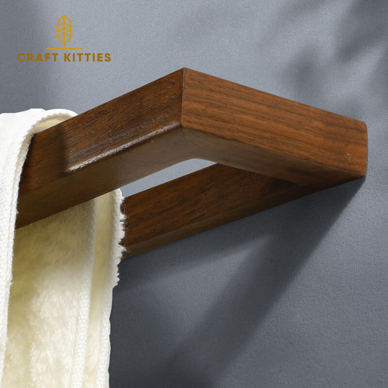 Wooden Towel Bar Holder Wall Mount — Arc Design