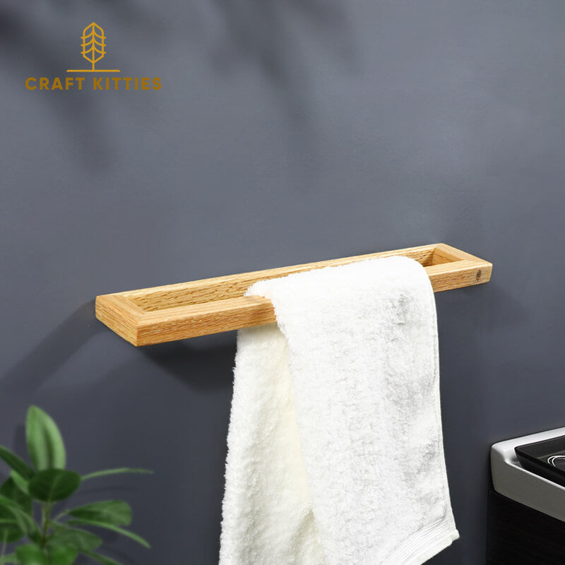 Bathroom Wall Mounted Wooden Towel Bar Holder | Double Layer