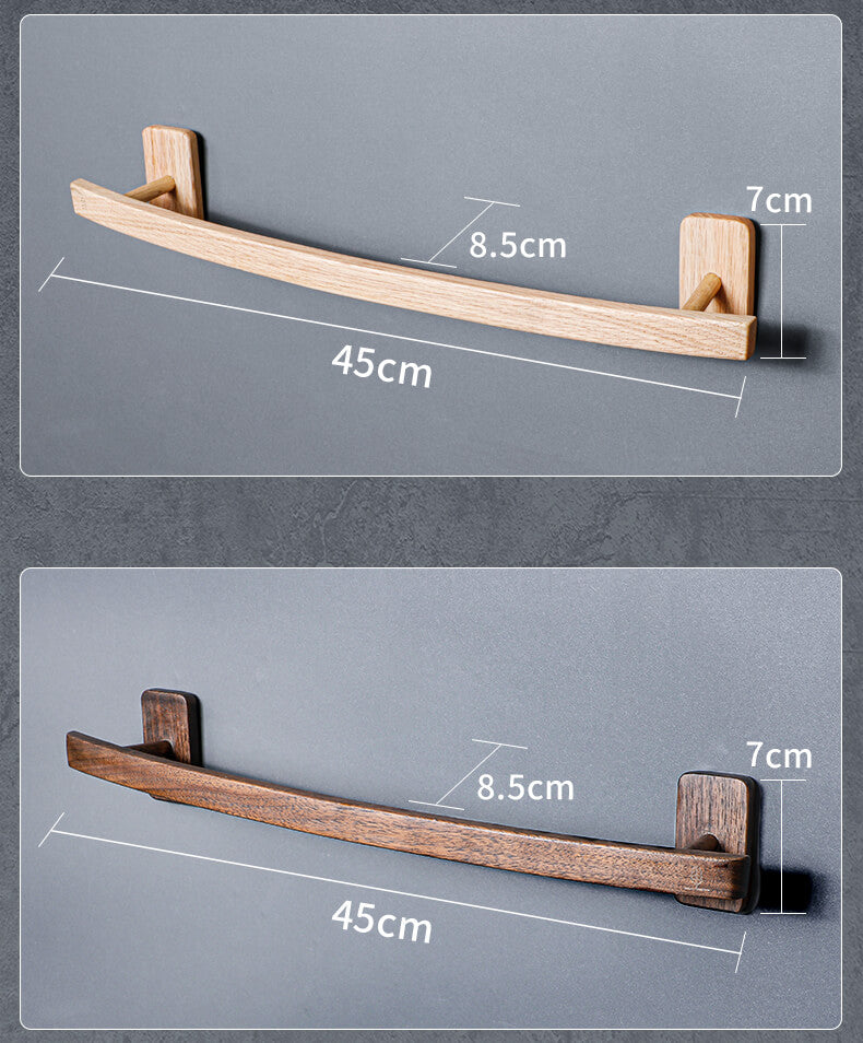 Wall Mounted Wood Towel Bar Holder — Square Hardwood Design