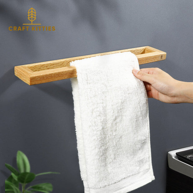 Bathroom-Wall-Mounted-Wooden-Towel-Bar-Holder