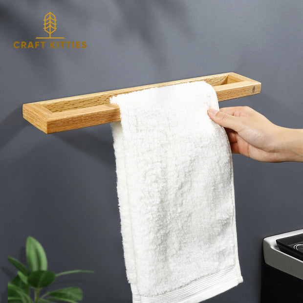 Bathroom-Wall-Mounted-Wooden-Towel-Bar-Holder