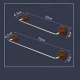 Wood & Brass Towel Rack Wall Mounted Set — Bathroom & Kitchen