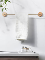 Wood & Brass Towel Rack Wall Mounted Set — Bathroom & Kitchen