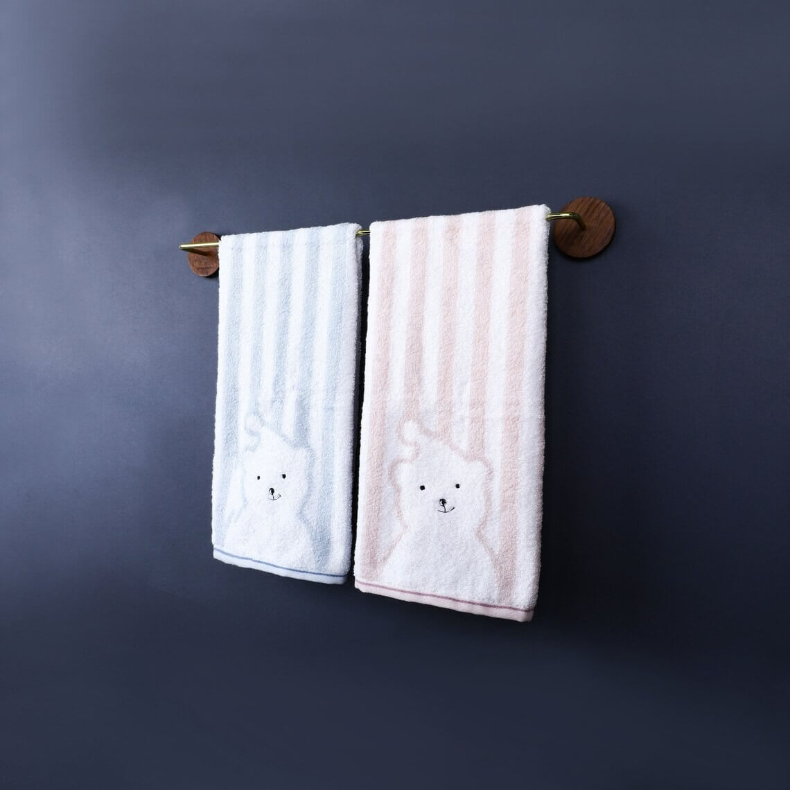 Bathroom-Wood-Brass-Towel-Rack-Holder-Wall-Mounted-Set