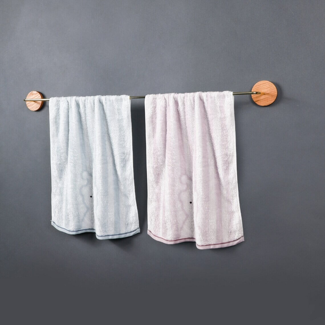 Bathroom-Wood-Brass-Towel-Rack-Holder-Wall-Mounted-Set