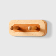 Two-Color Walnut Wood Splicing Row Of 2-Hooks