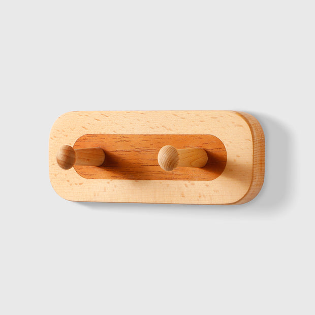 Two-Color Walnut Wood Splicing Row Of 2-Hooks