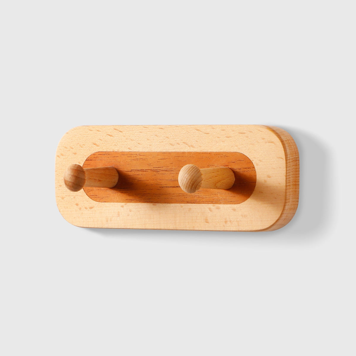 Two-Tone Beech Wood Wall Coat Hooks — 4, 5 or 6-Hook Row