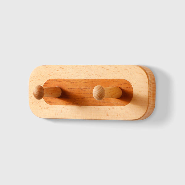 Two-Color Beech Wood Splicing Row Of 2-Hooks