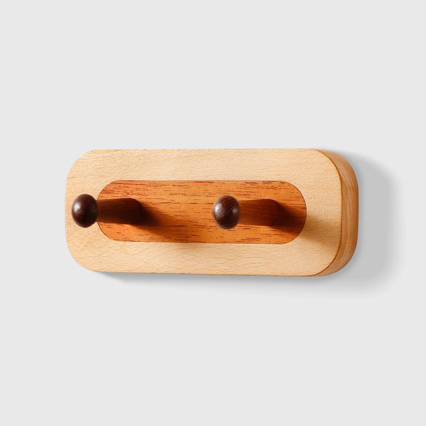 Two-Color Walnut Wood Splicing Row Of 2-Hooks