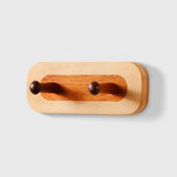 Two-Tone Beech & Walnut Wall Coat Hooks — 2-Hook Row