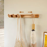 Walnut Sliding Wall Coat Rack — 4 Hooks, Boot Profile