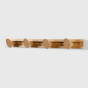 Boot Profile Sliding Wooden Beech Wall Row of 4-Hooks