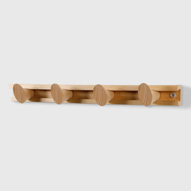 Boot Profile Sliding Wooden Beech Wall Row of 4-Hooks