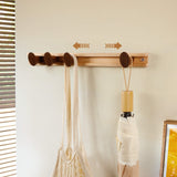 Walnut Sliding Wall Coat Rack — 4 Hooks, Boot Profile