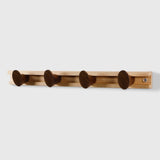 Beech Wood Sliding Wall Coat Rack — 4 Adjustable Hooks