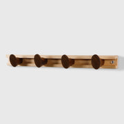 Boot Profile Sliding Wooden Beech Wall Row of 4-Hooks