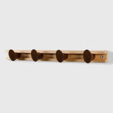 Walnut Sliding Wall Coat Rack — 4 Hooks, Boot Profile