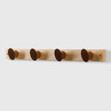 Beech Wood Wall-Mounted Coat Rack with 4 Double Hooks