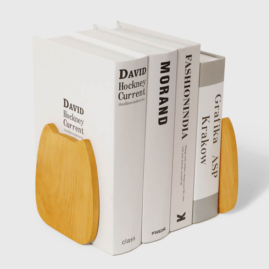 Wooden Cat Bookends — Handmade Solid Walnut