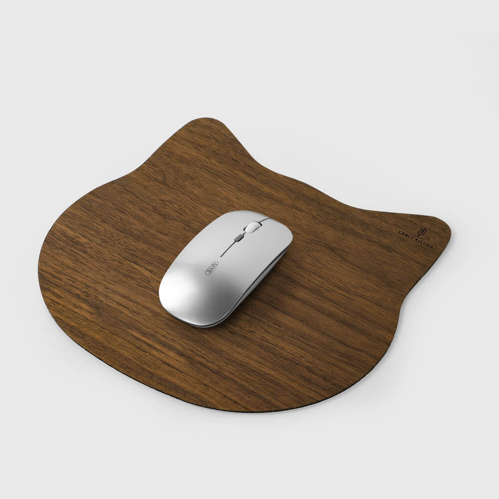 Cat Model Wooden Mouse Pad