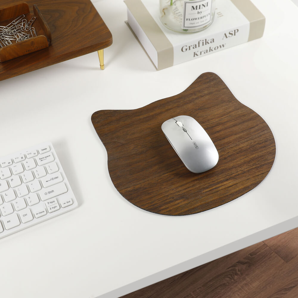 Cat Model Wooden Mouse Pad
