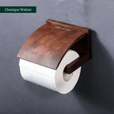 Walnut Wood Toilet Paper Holder — Wall Mount with Shelf