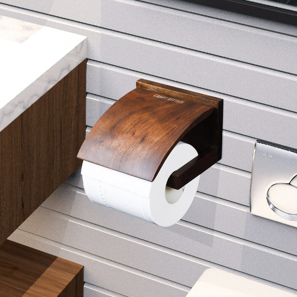 Walnut Classique Toilet Paper Holder with Shelf