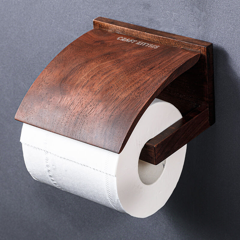 Walnut Classique Toilet Paper Holder with Shelf