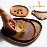 Walnut Wood Tray Set of 4 — Coffee & Dessert Serving Trays