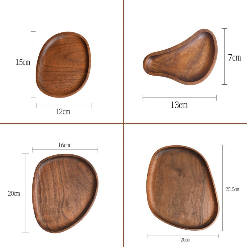 Walnut Wood Tray Set of 4 — Coffee & Dessert Serving Trays