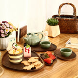 Walnut Wood Tray Set of 4 — Coffee & Dessert Serving Trays