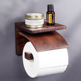 Red Oak Wood Toilet Paper Holder Wall Mount