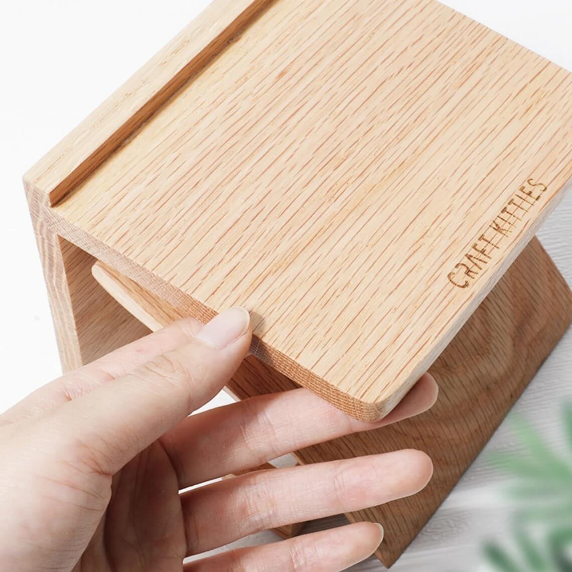 Walnut Wood Toilet Paper Holder — Wall Mount with Shelf