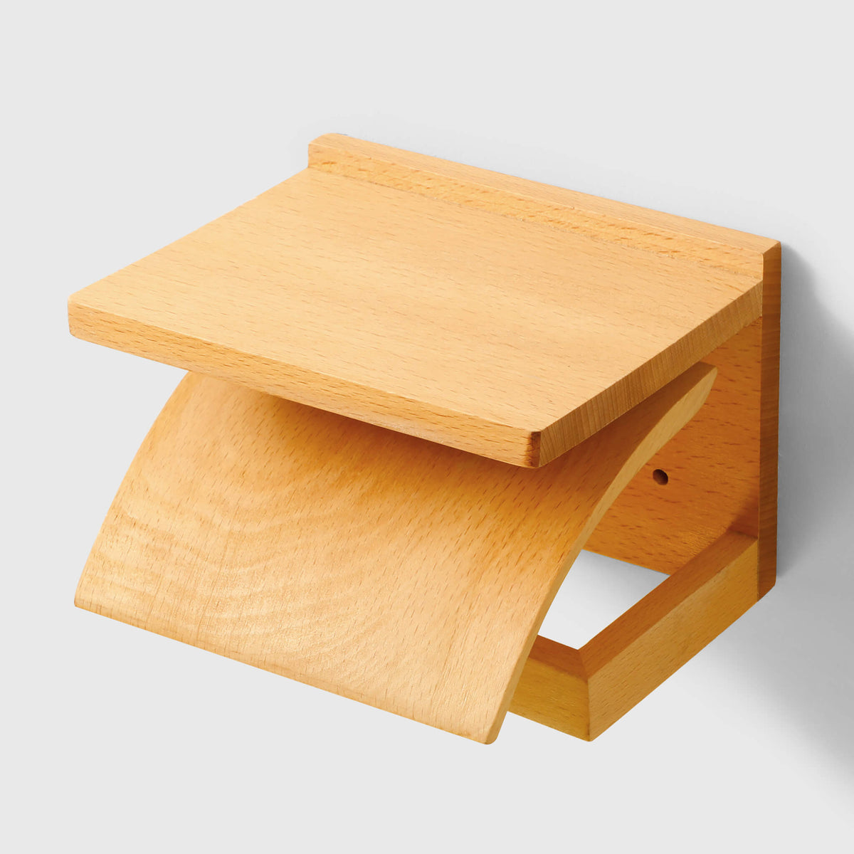 Red Oak Wood Toilet Paper Holder Wall Mount