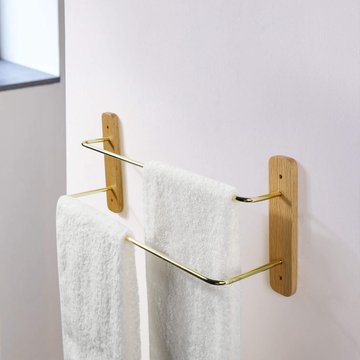 Double Layer Wooden Towel Bar Holder