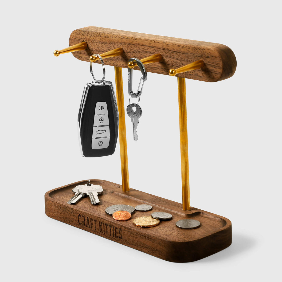 Entryway Key Rack Wood Accessories Tray