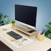 Golden Oak Suction Moulding Wooden Monitor Stand