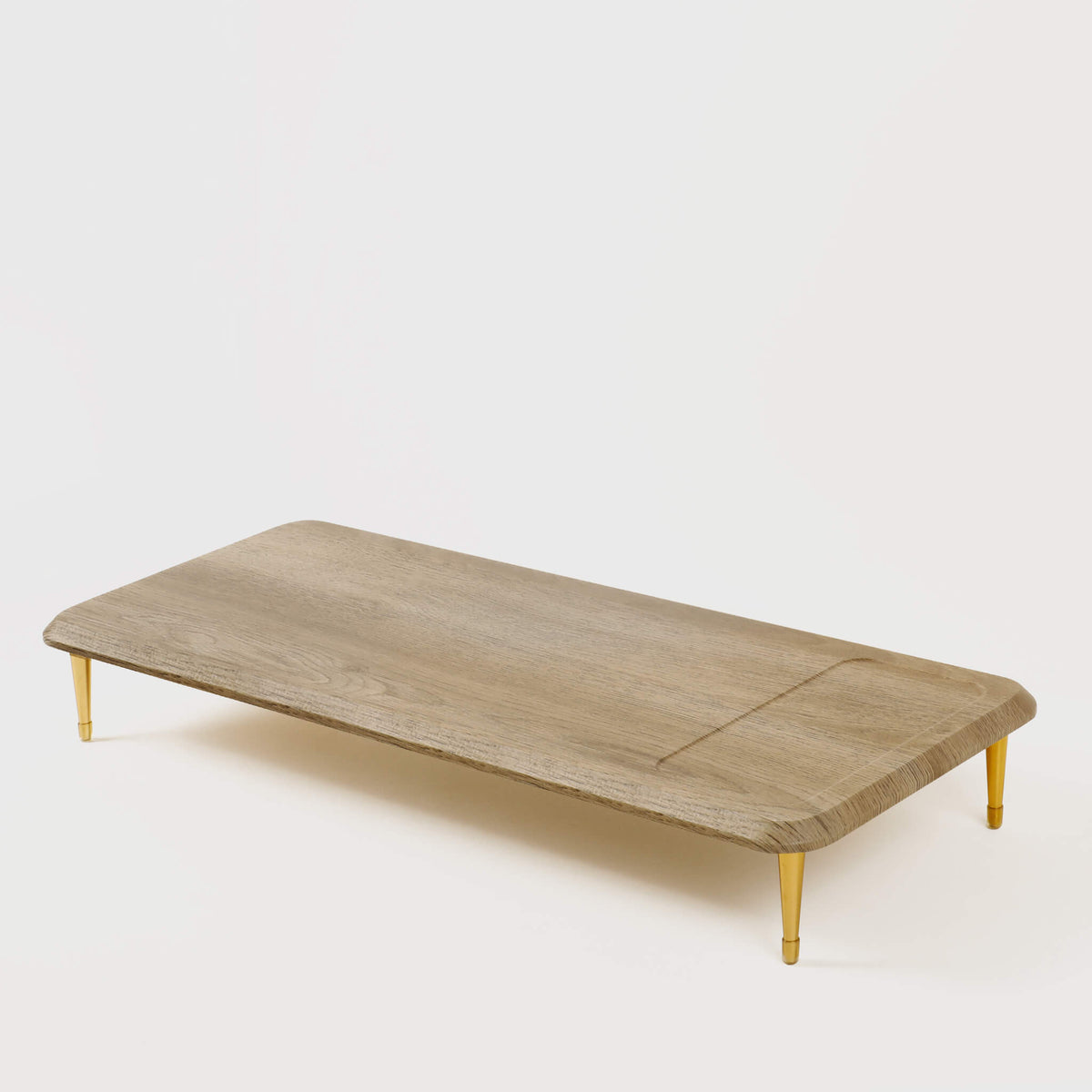 Walnut Wood Monitor Stand with Brass Legs — Desk Riser