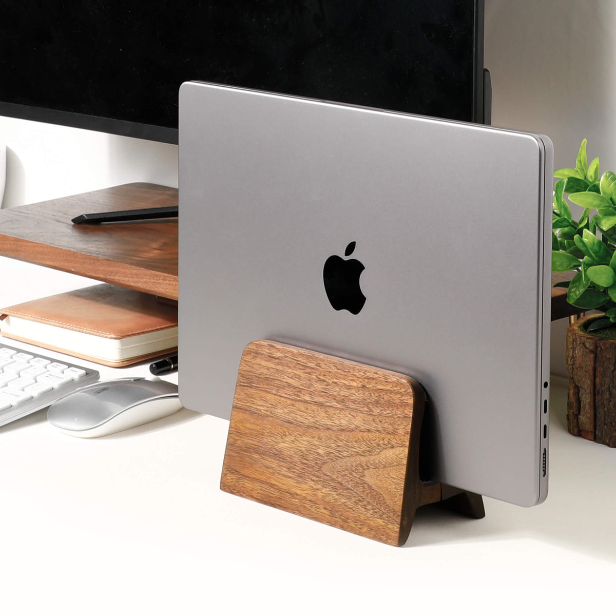Walnut Vertical Laptop Stand — Solid American Black Walnut