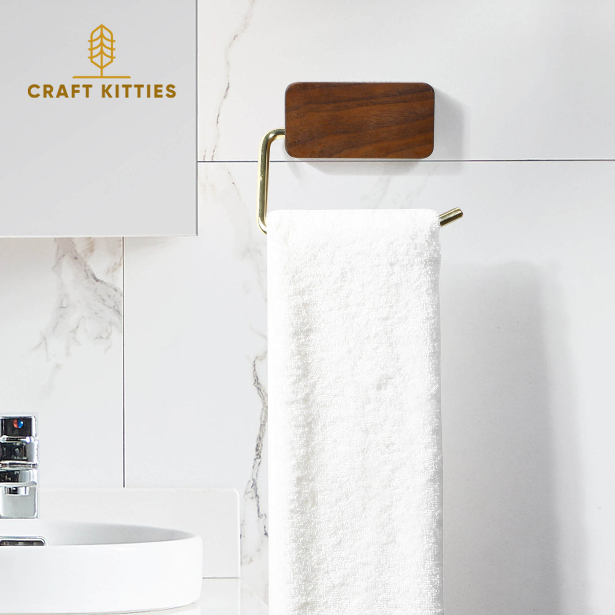 Red Oak & Walnut Wall Hook with Shelf — Bathroom Organizer