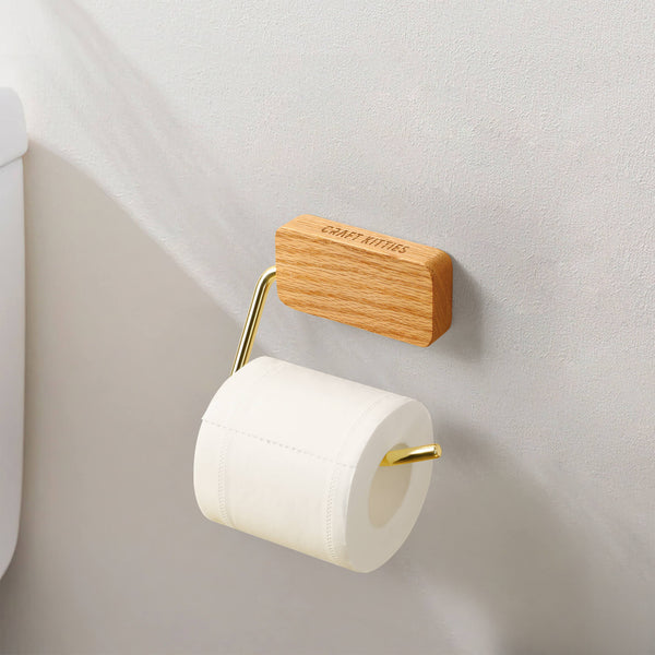 Minimalist Natural Beech Kitchen Bathroom Log Wall Hooks | Paper Holder