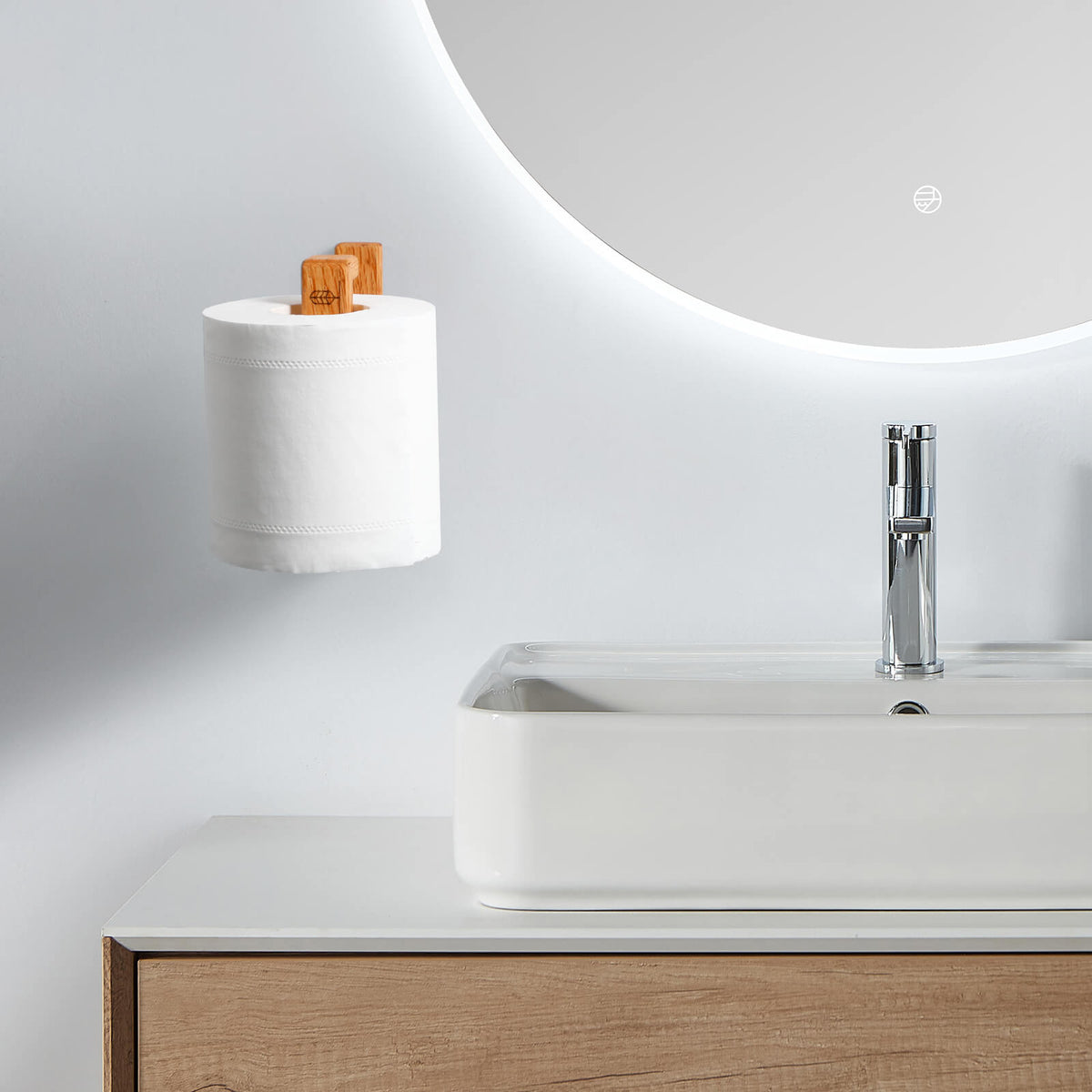 Walnut Minimalist Wall-Mounted Toilet Paper Holder