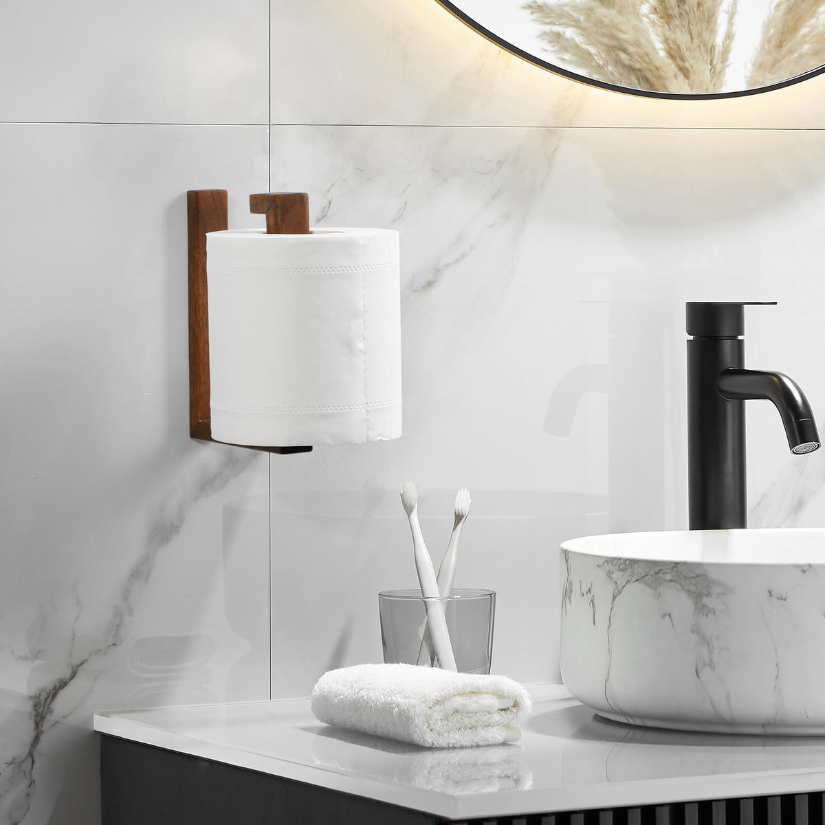 Wood Toilet Paper Holder Wall Mount — Farmhouse Style