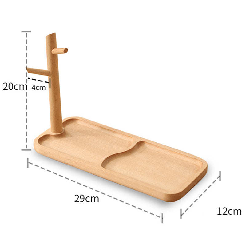 Hardwood Valet Tray & Key Rack — Entryway Desk Organizer