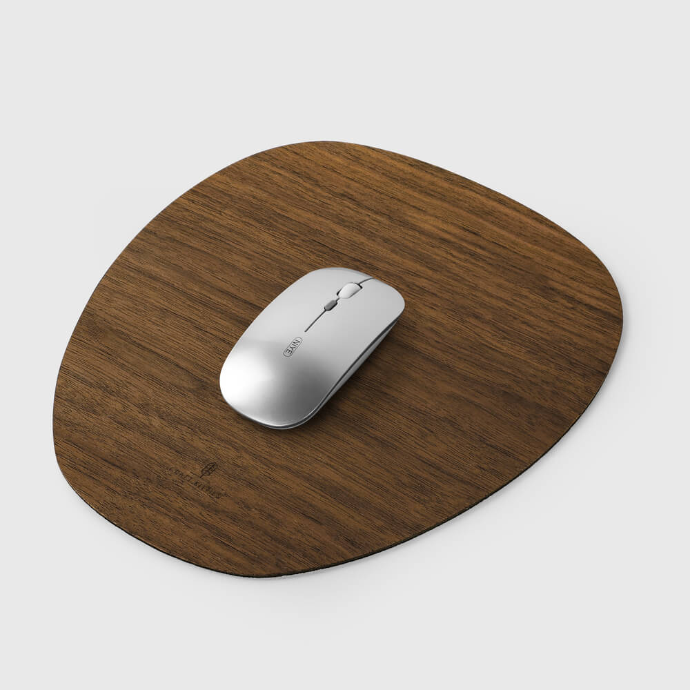 Real Walnut Wood Mouse Pad — Oval Desk Mat