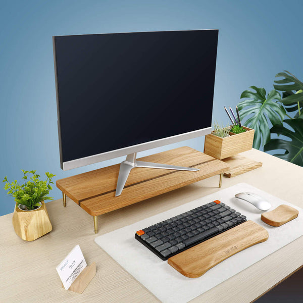 Red-Oak-Splicing-Wood-Monitor-Stand-With-USB-Ports