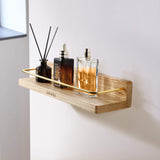 Walnut Oak Wall Shelf — Floating Bathroom Shelf in Honey Wood